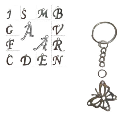 50 Initial Keychains + Metal Butterfly Charm to Assemble 0