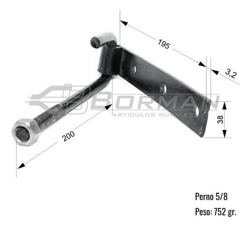 BORMAN SRL Bisagra Para Tranquera. Perno 5/8 (Chanchera N°0) X 4 Unid. 2