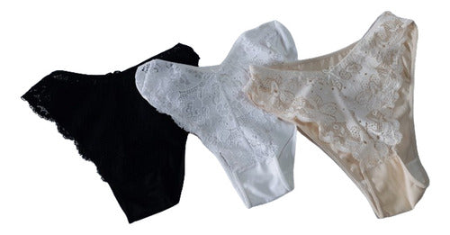 Meu Ben Pack of 3 Fine Lace and Lycra Panties 0