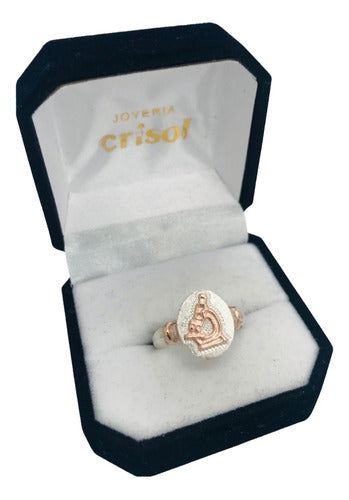 Crisol Anillo Cuerpo Fino Plata C/logo Laboratorista Oro (s153) 1