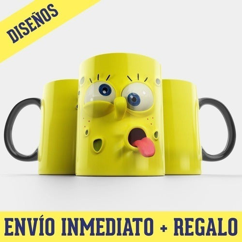 Kit Plantillas Tazas De Bob Esponja Para Sublimación 1