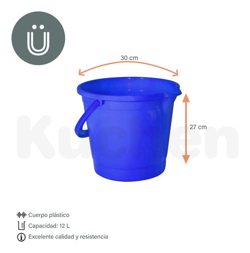 Deses Plast Set of 2 Plastic Buckets with Handle 12L 1