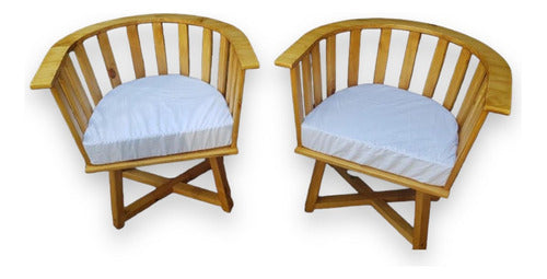 2 Sillones Gervasoni Barnizados Con Almohadones De Asiento 0