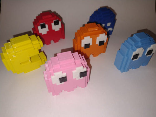 Set Pacman + Fantasmitas - Pixel Art -impresion 3d 3