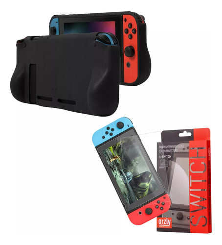 Orzly Nintendo Switch Kit Case + Tempered Glass Protector 6