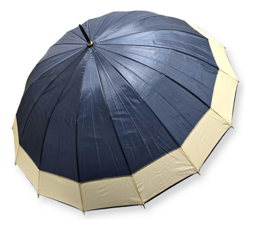 PACHOS REGALERIA Long Reinforced Umbrella 16 Ribs Solid Rain 0