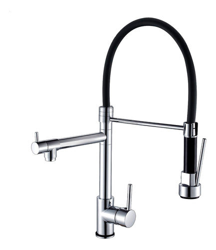 Centralfer Kitchen Faucet with Double Gourmet Black Extendable Sprayer 0