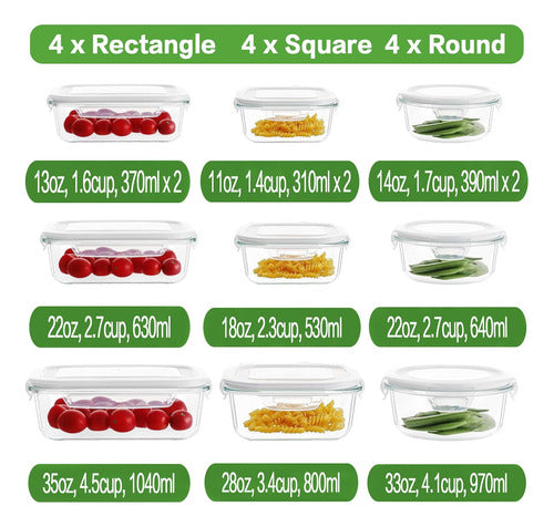 Contenedores De Vidrio A Prueba De Fugas De 12 Conjuntos Bla 1