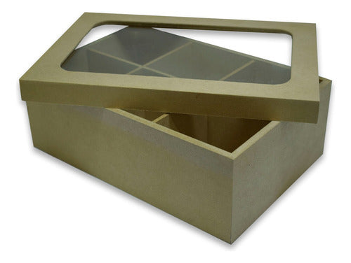 El Taller de Jorge Elegant Tea Box with Lid and Viewing Window - 6 Compartments 0