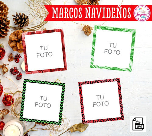 Printable Christmas Polaroid Frame Kit - Holiday Images #N119 2