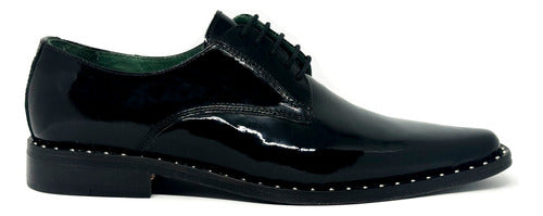 Pasotti Men's Patent Leather Oxford Shoes with Studs 0