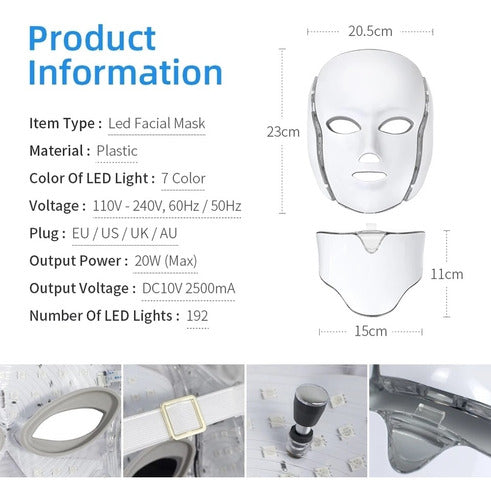 Led Facial Neck Mask Phototherapy 7 Colors Professional 5