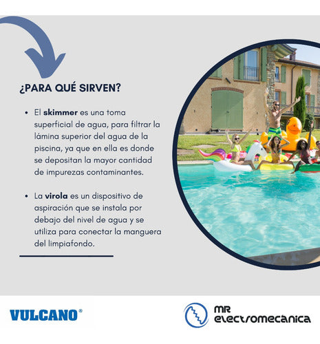 Vulcano Combo Kit for Concrete Pool: 20cm Skimmer, Bottom Suction, Adjustable Returns, and Virola 2