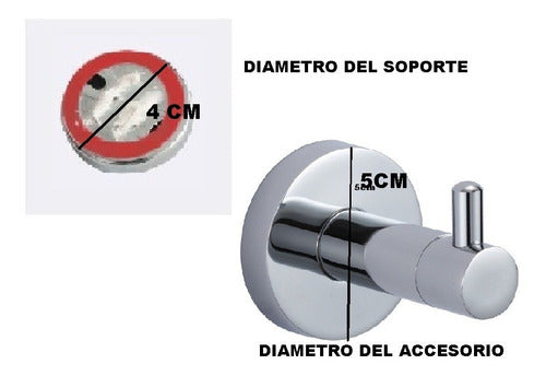 Combo Set Bathroom Accessories 4-Piece Chrome Metal Adhesive 5