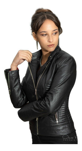 Valentina C Women's 100% Genuine Leather Rock Ramones Slim Jacket 0