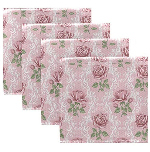 Alaza Vintage Elegante Floral Rosa Servilletas De Tela Juego 1