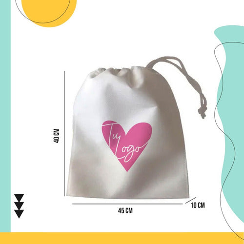 100 Eco Bags Printed Logo One-Sided 45x40x10cm with Cord 2