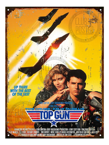 Club del Poster Vintage Cinema Sign Top Gun Airplanes 20x28cm 0