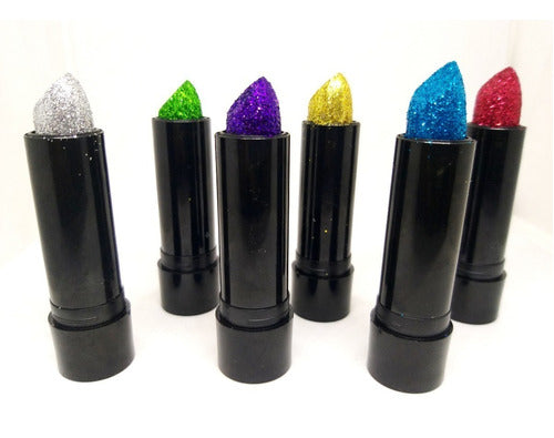 Pack of 5 Metallic Glitter Lipsticks with Party Sparkle Fibers 0