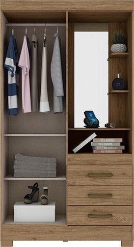 Compramas Wardrobe 2 Doors 3 Drawers with Space and Mirror for Bedroom 2