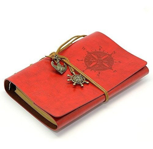 EvZ Leather Writing Journal Notebook, Retro Red 2