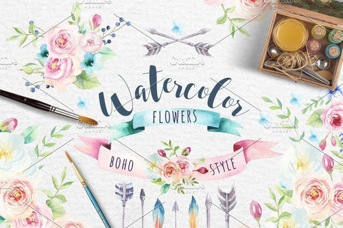 Cliparts Png Boho Flores Acuarela Watercolor Pa59 1