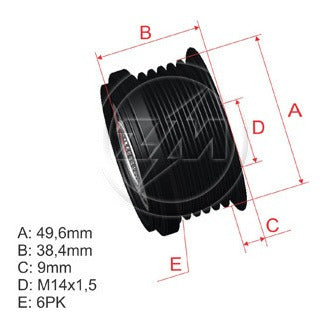 ZM Alternator Pulley Compatible with Denso Ecosport Fiesta Focus 1