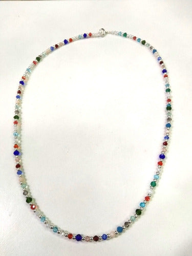 Multicolor Glass and Silver Beads Necklace 2