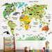 HomeEvolution Large Kids Educational Animal/Famous Building World Map Peel & Stick Wall Decals 1