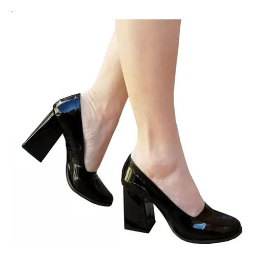 Supercompras Stilettos Taco Foliado, Con Vira De Cuero Cosida 1