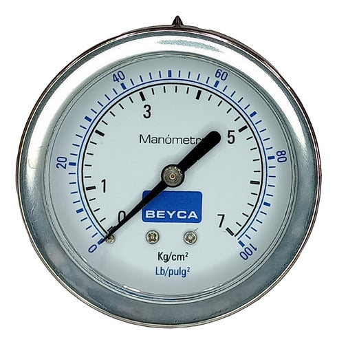 Beyca Manometer A/Inoxidable 7 Kg/cm² Rosca Posterior MM2-45 7 0