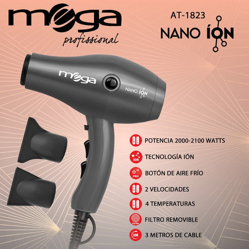 Mega Professional Mega Nano Ion 2000W Hair Dryer 1