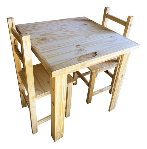 Ohventas Combo 80x80 Table with 2 Straight Pine Chairs 1