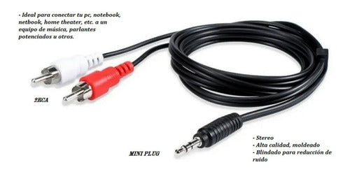 3-Meter Stereo Audio Cable Mini Plug 3.5 to 2 RCA 2