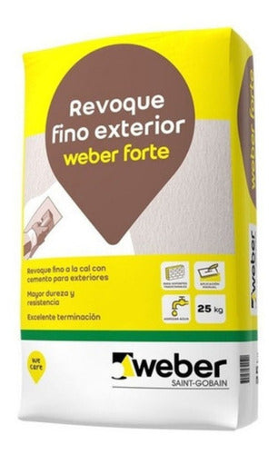 Revoque Fino Exterior Forte Weber  X 25 Kg Gris 0