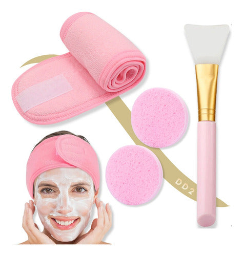 DD2 Set X4 Beauty Facial Care Headband + Sponge + Spatula 0