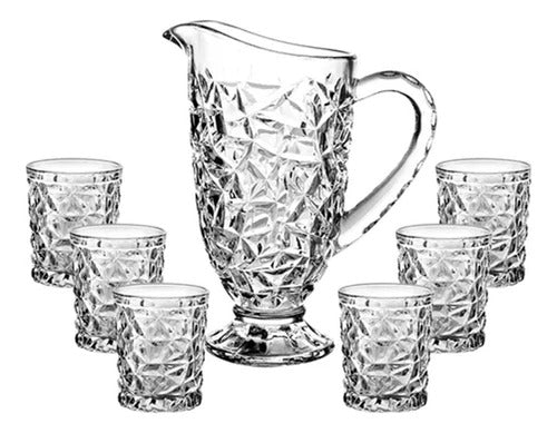 Set 1.1L Pitcher + 6 Ultra Heavy Glass Embossed Tumblers 0