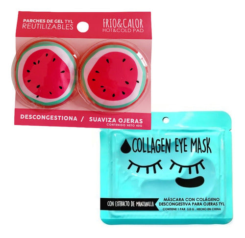 Thelma Y Louise Reusable Gel Eye Patches + Collagen Eye Mask Set - Parches Mascarilla Ojeras + Pads Gel Para Ojos Descongestivo