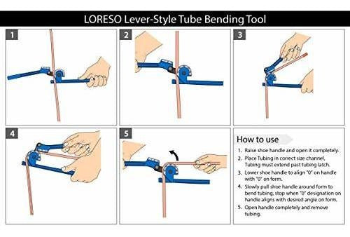 LSR LORESO Tube Bender 0-180 Degrees - 3 in 1 Copper Bender for 1/4, 5/16, 3/8 Tubing 4