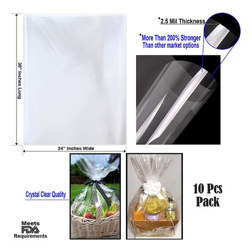 ~? Anapoliz Clear Cellophane Wrap Bags | (10 Piezas) X-large 1