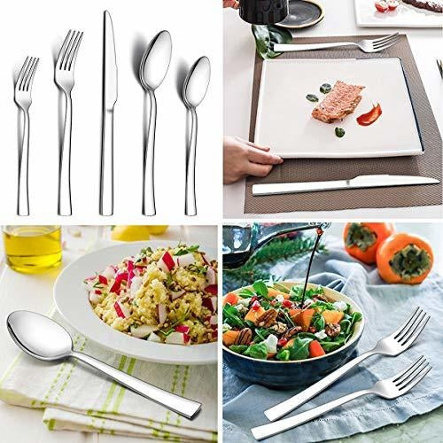 Lianyu - 45-Piece Square Cutlery Set with Serving Utensils 1