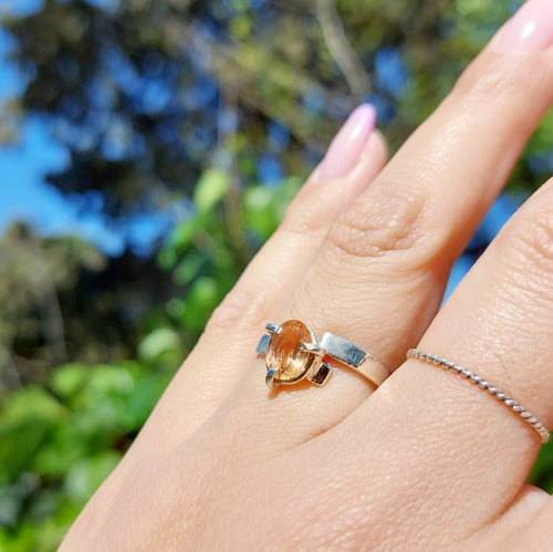 Imperial Topaz Adjustable Ring 925 Silver. Unique!! 1