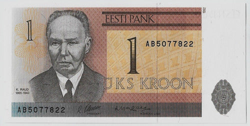 Fk Billete Estonia 1 Kroon P 69a 1992 Sin Circular 0