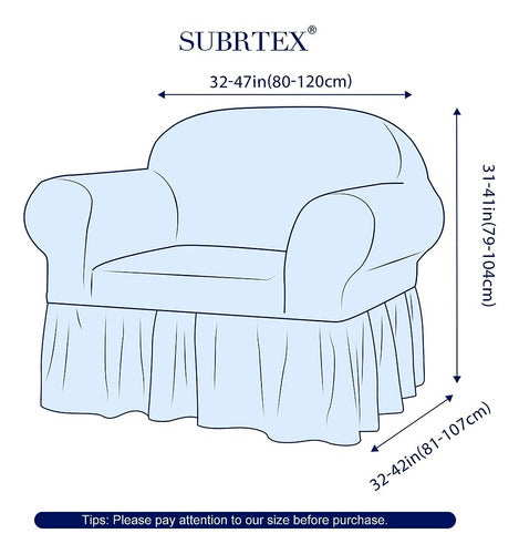 Subrtex 1 Piece Seersucker Sofa Cover with Universal Skirt 1