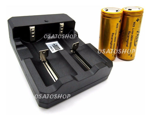 Carregador Duplo + 2 Baterias 26650 3.7v 6800mah 3