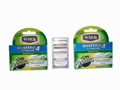 Schick Quattro 4 Titanium Sensitive - 2 Pack X 2 Cartridges 0