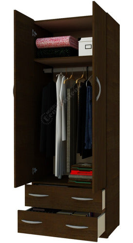 Muebles Económicos Small Wardrobe Assembly 180x60cm 2 Doors Shelf And Hanger 1