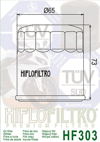 Hiflo Oil Filter HF-303 for Benelli Honda Kawasaki RP 1