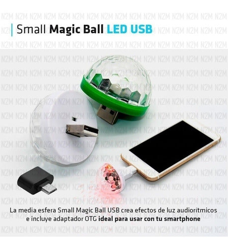 LED USB Small Magic Ball 4W Audiorhythmic Lights DJ with OTG USB Adapter 1