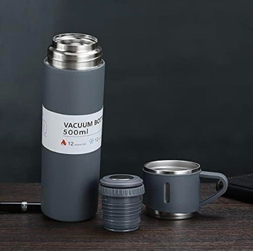 Vacuum Flask Set with Brewing Cap and Stainless Cups Up to 12 Hours Insulation 25
